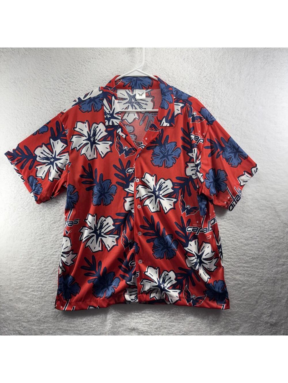 Washington Capitals Hawaiian Camp Shirt Button Up Mens XL NHL